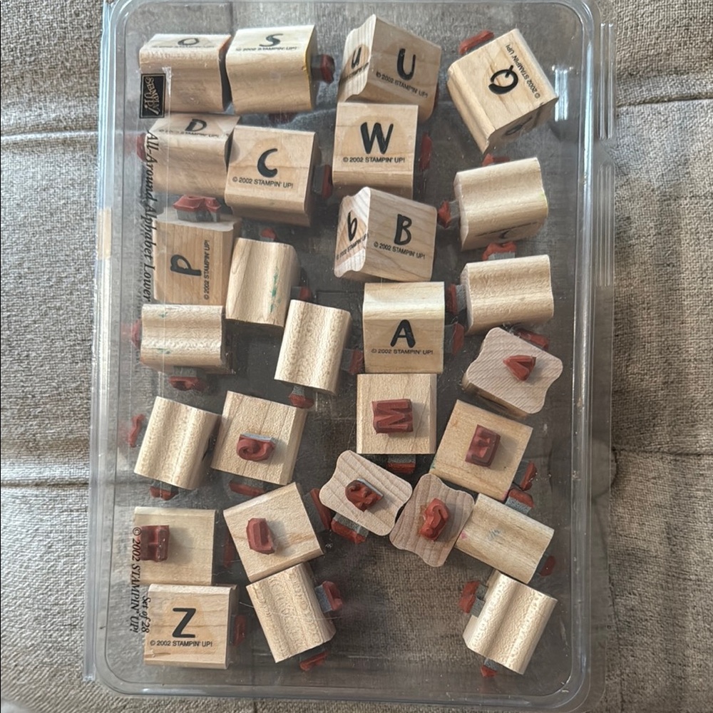 Stampin' Up! Brown and Red Learning Toys Wooden Alphabet Blocks (used)